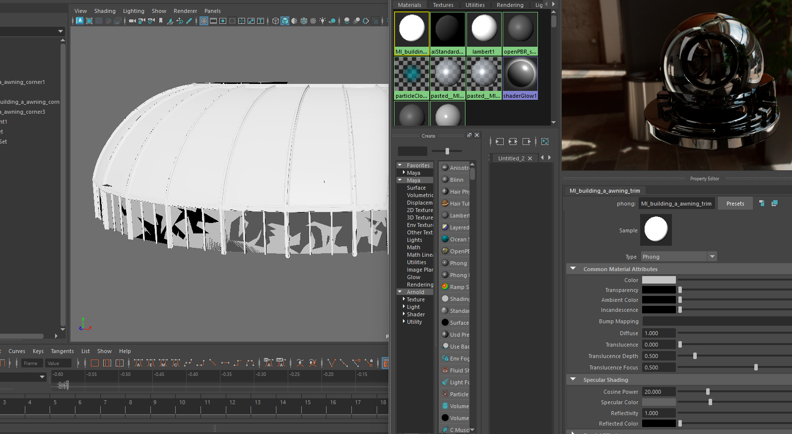 Maya building modeling and material process