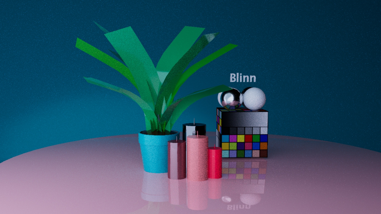Close-up of the Blinn lighting study