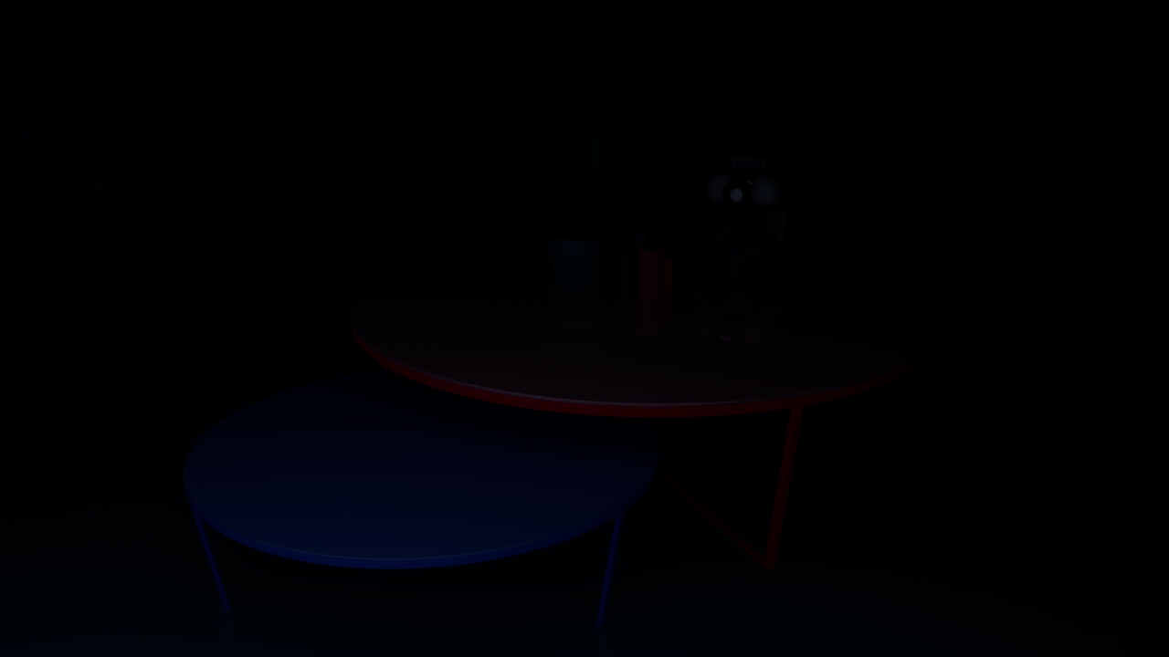 Dark low-light render of the Maya scene